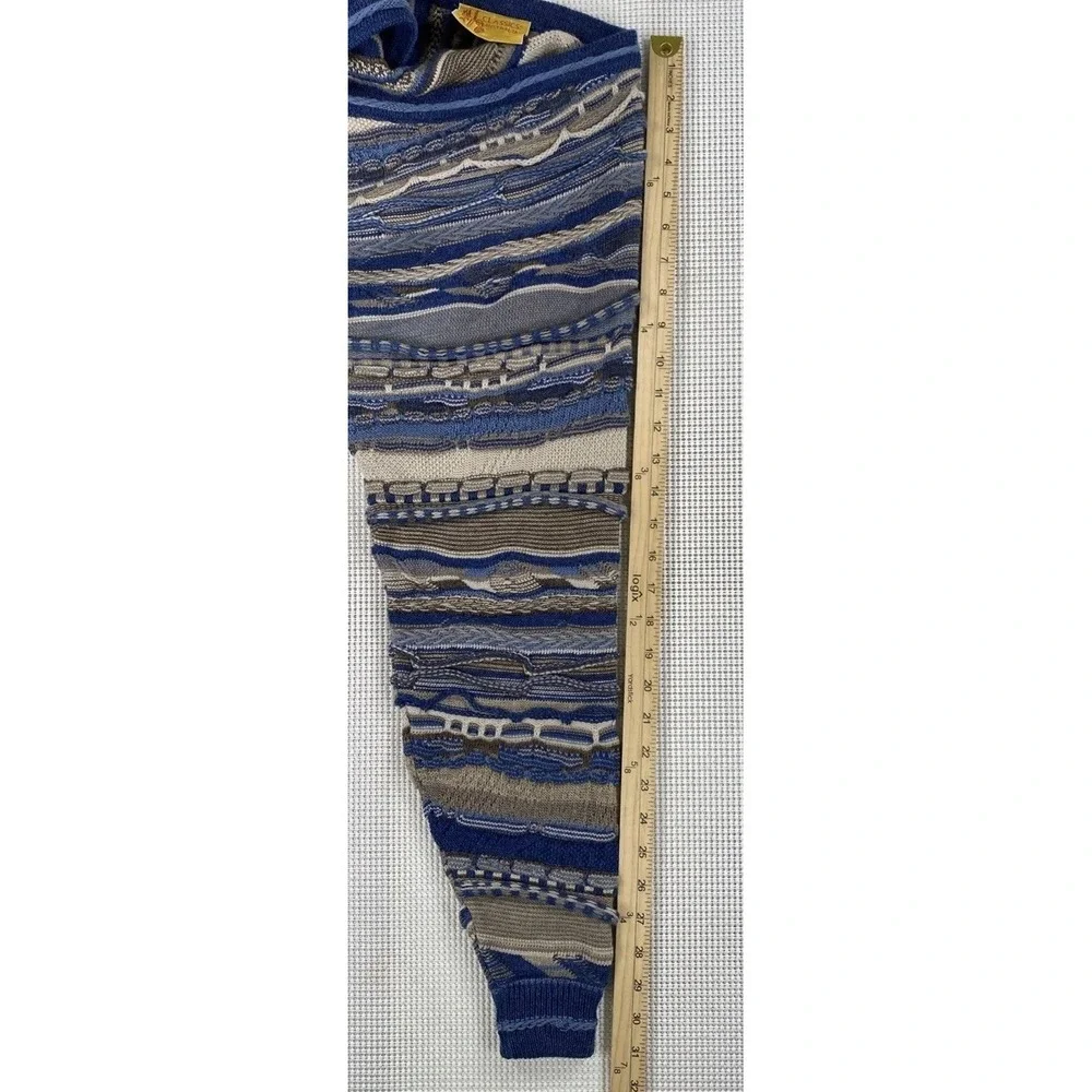 Mulga Classics Australia Wool 3D Knit Cardigan Sweater Men's Large Blue